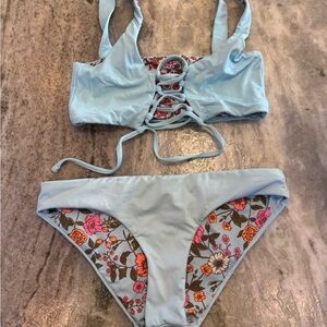 Light Blue Floral Bikini Set